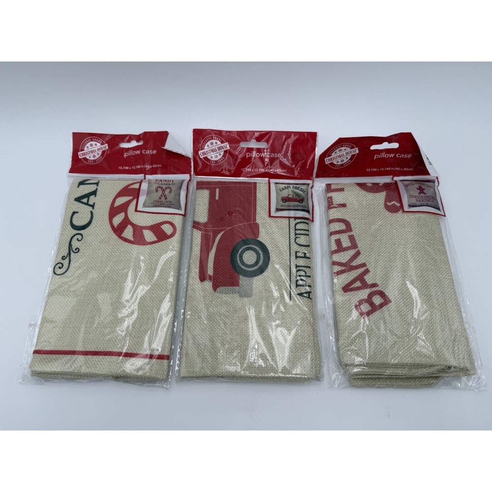 Christmas Set Of 3 Pillow Cases Candy Cane, Christmas Truck, Gingerbreadβ